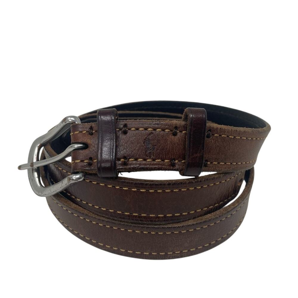 Polo Ralph Lauren Genuine Leather Belt Brown Men's Sz 40 Brass Buckle Pony - Picture 1 of 8